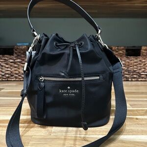 Kate Spade Chelsea The Little Better Nylon Black Crossbody Bucket Bag